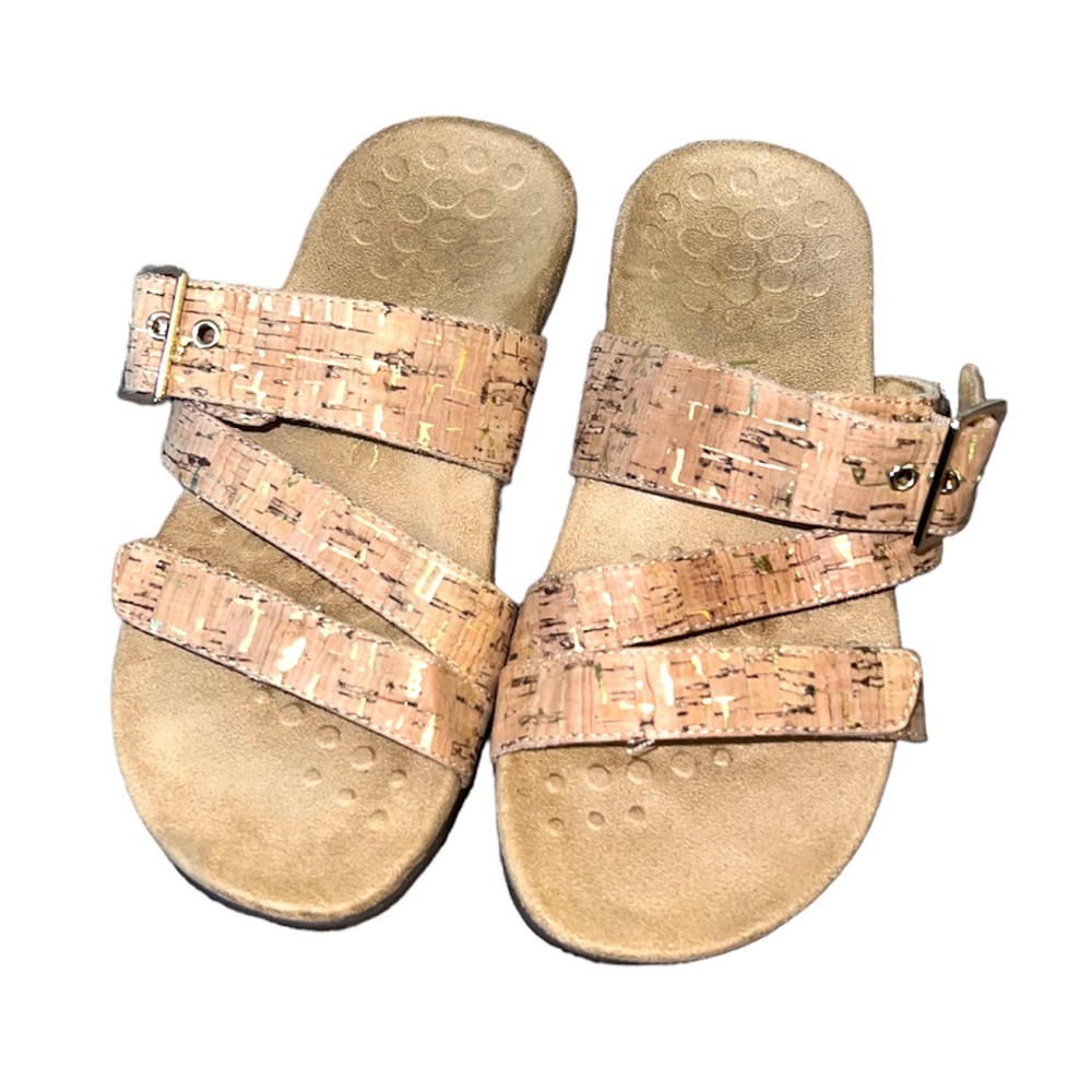 Vionic Skylar Adjustable Cork Slide Sandals size 6